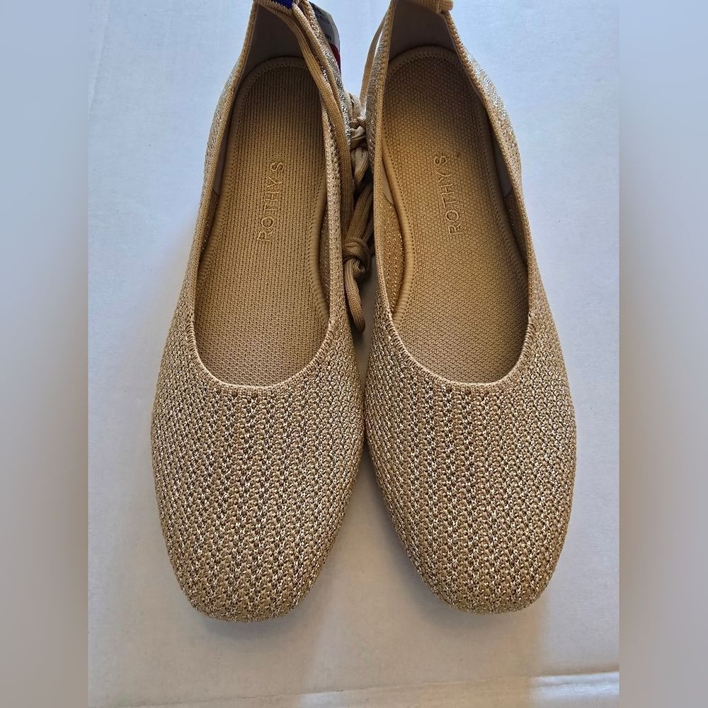 Rothy's The Square Wrap Ballerina Flats Shimmering Gold Size 9.5 - Picture 8 of 16